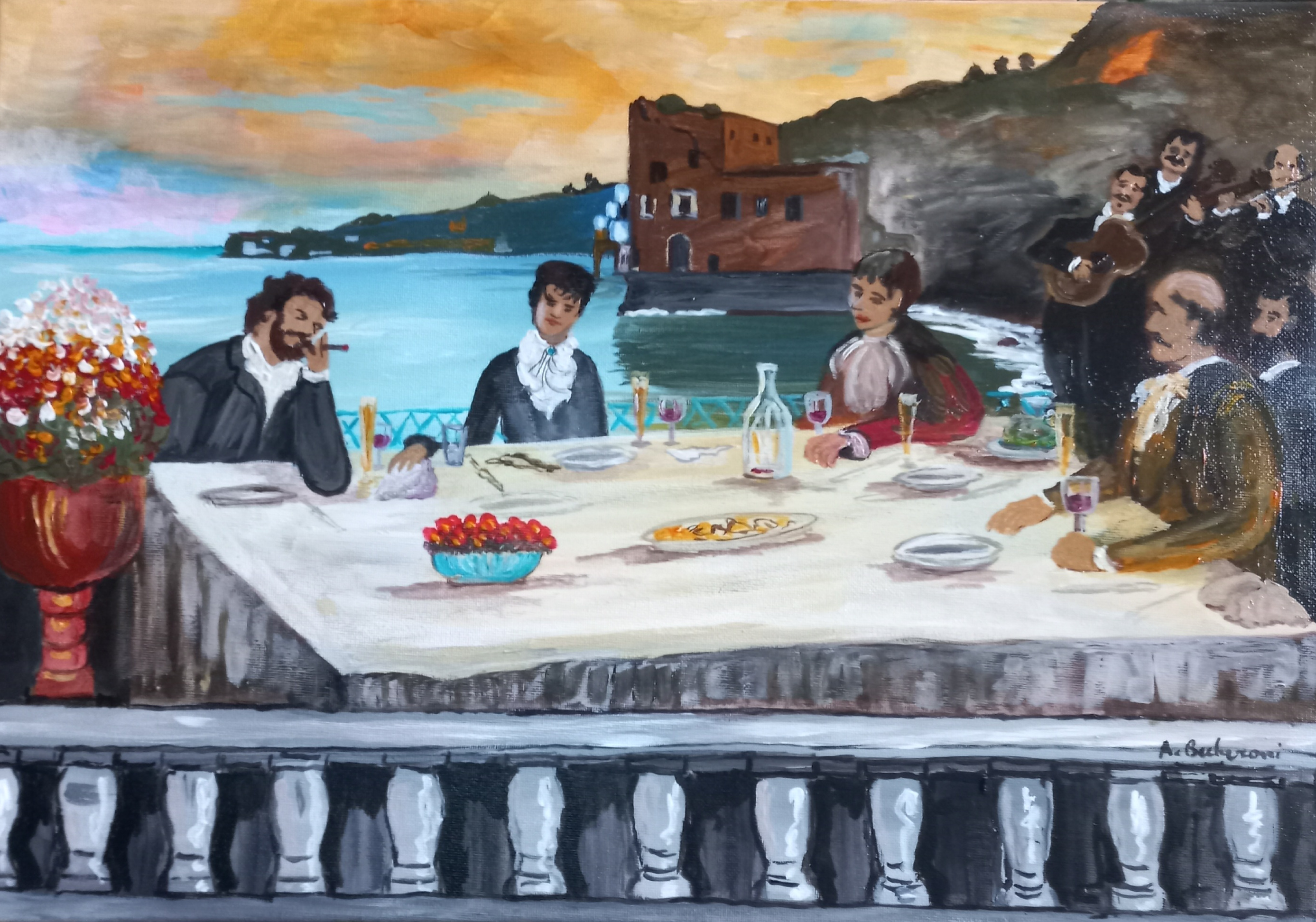 Cena sul golfo di Napoli